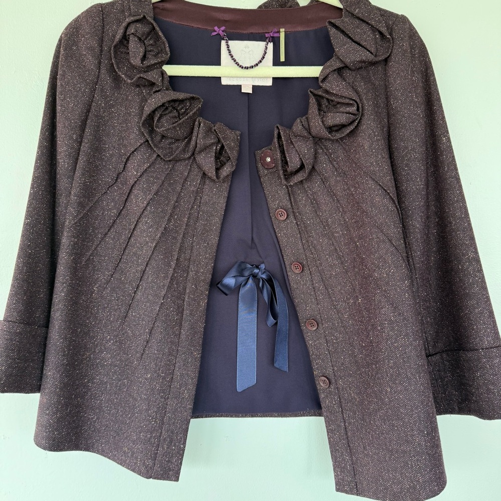 Rebecca Taylor purple wool embellished jacket